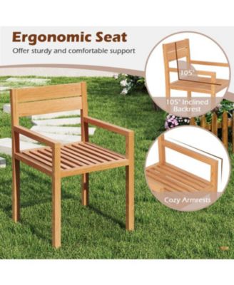 Teak Wood Outdoor Dining Armchair for Patio or Garden