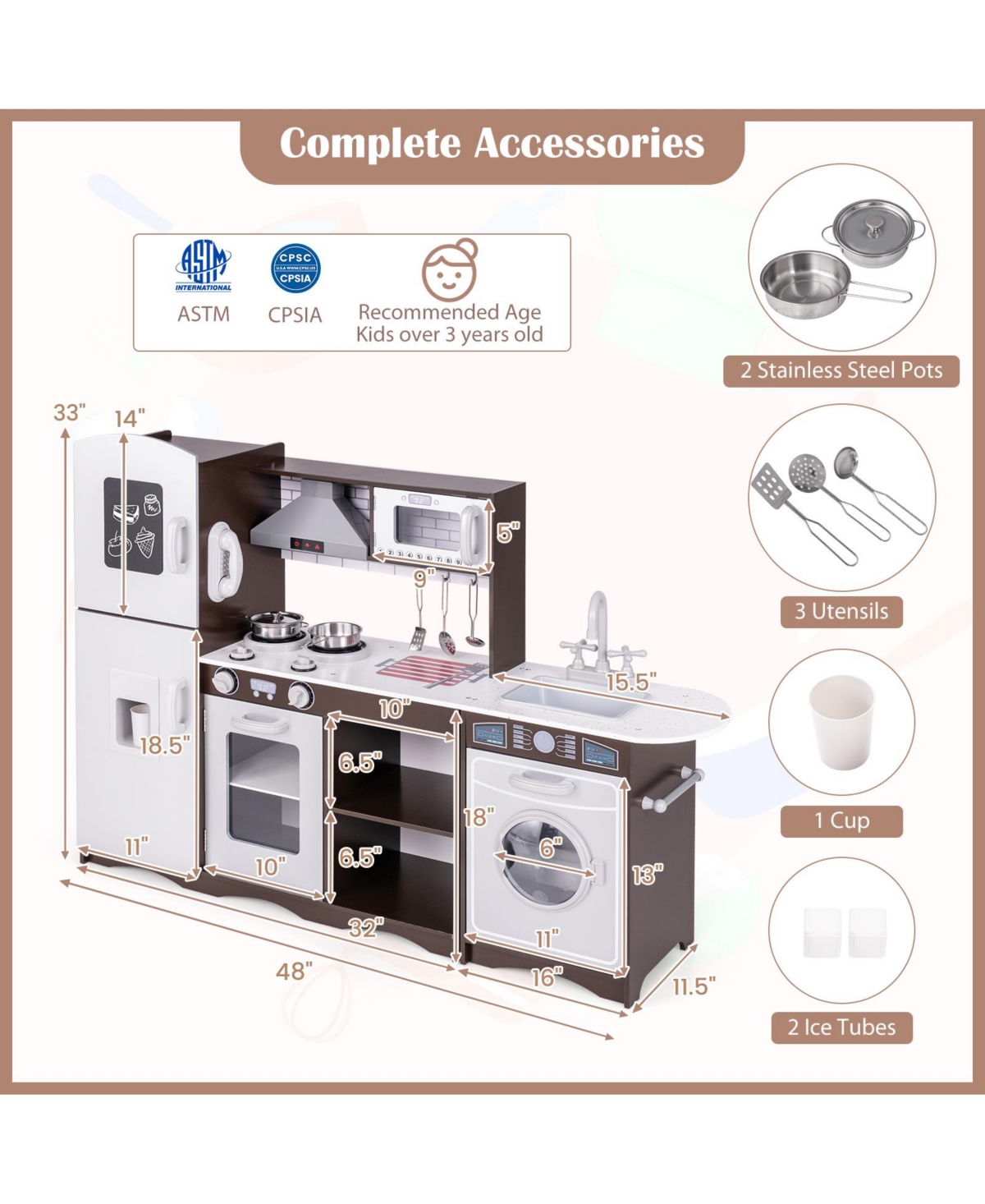 Mecale Corner Toy Kitchen Set with Lights & Sounds, Interactive Pretend Play for Kids
