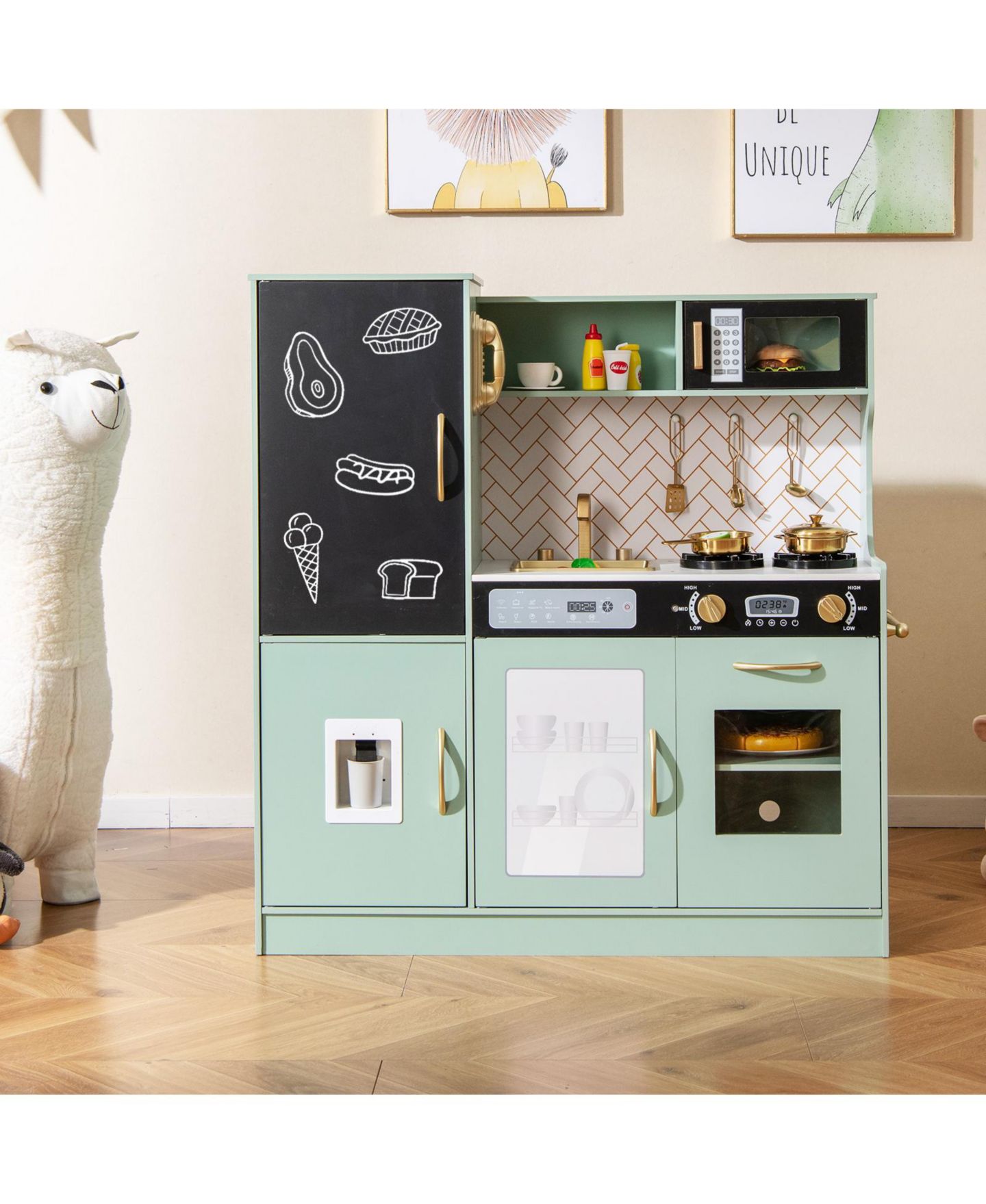 Детская игрушка Mecale Interactive Pretend Play Kitchen with Lights and Sounds, Ages 3+, цвет: Зелёный — фото 2