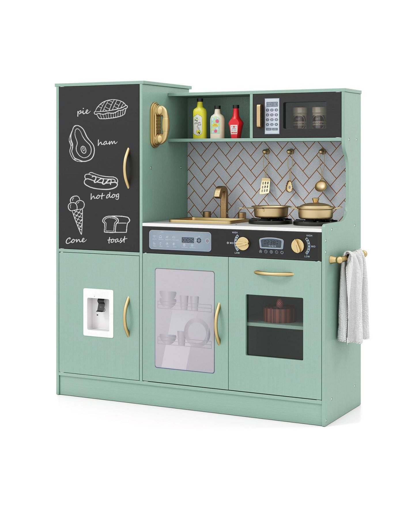 Детская игрушка Mecale Interactive Pretend Play Kitchen with Lights and Sounds, Ages 3+, цвет: Зелёный — фото 1