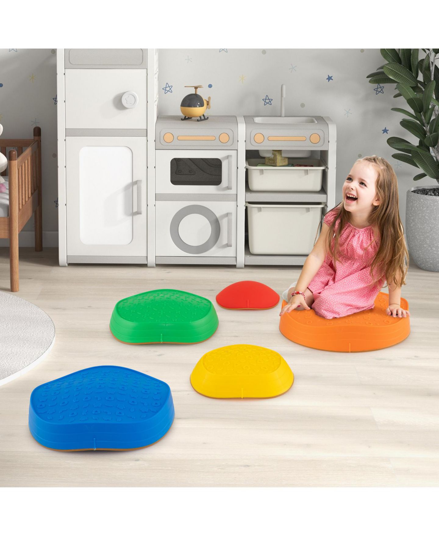Детские игрушки Mecale 5-Piece Non-Slip Balance Stepping Stones, Ages 3+, цвет: Синий — фото 9