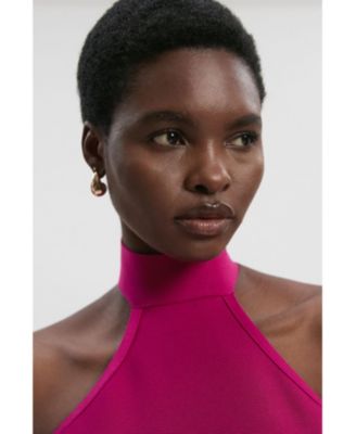 Women's Ruffle Hem Halter Knit Midi Dress