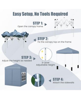6.5x6.5 ft Pop-Up Canopy Tent with 4 Sidewalls and Wheeled Carry Bag