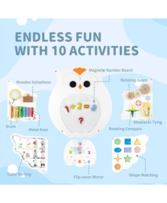11-in-1 Owl Activity Wall Busy Board Learning Center