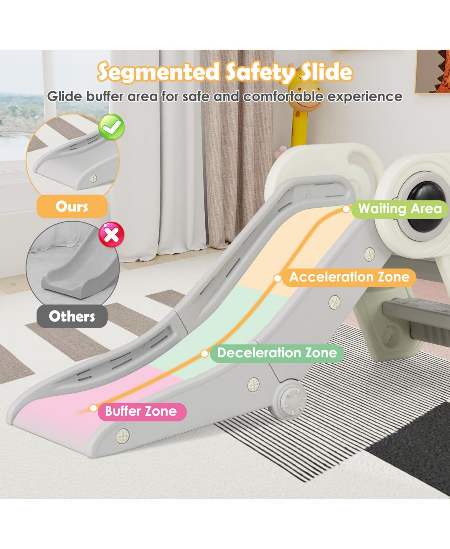 Детская игрушка Mecale 2-in-1 Baby Slide and Climber for Toddlers, 18+ Months, цвет: Белый — фото 4
