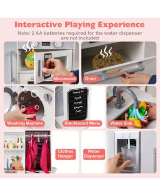 Dual-Sided Kids Play Kitchen with Water Dispenser & Range Hood for Ages 3