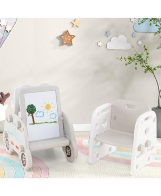 5-in-1 Toddler Slide Set with Art Easel, Stool and Book Rack