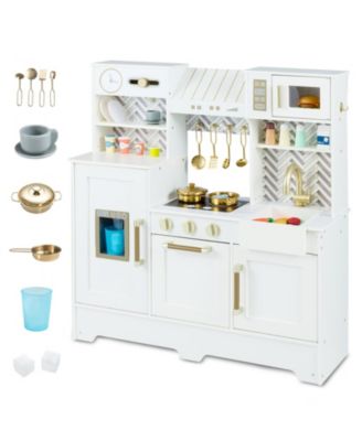 Kids Play Kitchen with Stove & Faucet for Boys & Girls Ages 3-6, Pretend Play Toy