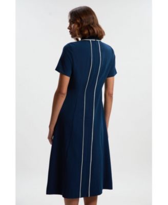 Women's Tailored Zip-Collar Midi Dress