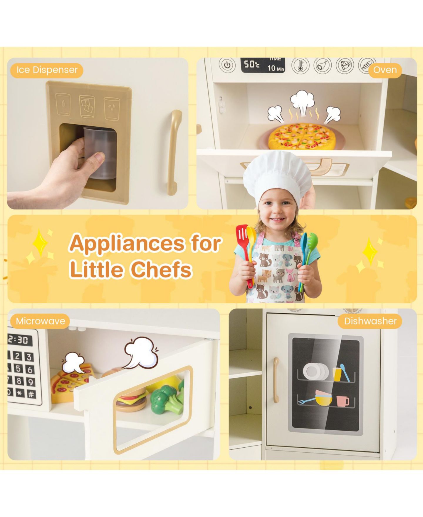 Детская игрушка Mecale Corner Light-and-Sound Stovetop Play Kitchen, Ages 3+, цвет: Белый — фото 6
