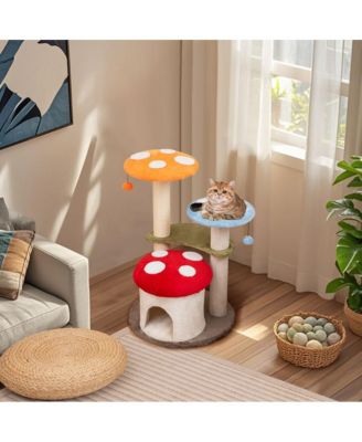 35" Cat Tower with Sisal Scratching Posts, Condo & Padded Platforms, Indoor Cat Tree