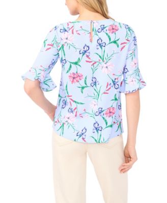 Women's Crew Neck Printed Blouse