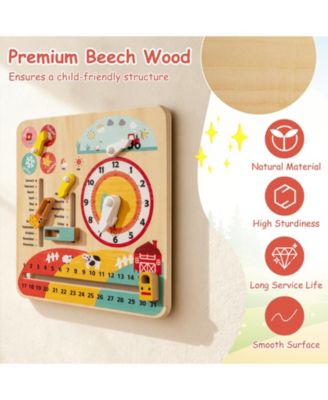 Montessori Wooden Learning Clock Toy for Toddlers, Seasons Theme