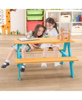 Kids Wooden Picnic Table with Benches for Indoor and Outdoor