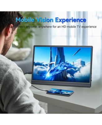 LTMATE Portable Monitor 15.6-inch, 1080P USB-C HDMI Ultra-Slim Travel Monitor with Kickstand, Eye Care, External Second Screen for Laptop PC MAC Phone