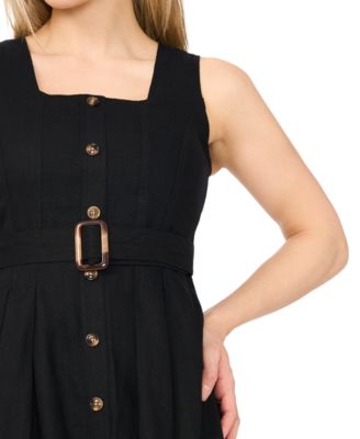 Petite Sleeveless Square Neck Midi Dress