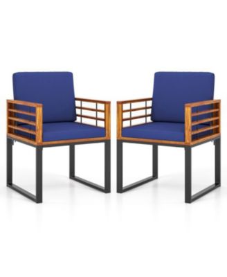 Outdoor Acacia Wood Dining Chair Set with Comfortable Cushions