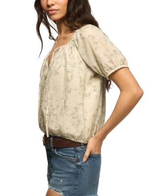 Women's Short-Sleeve Scoop Neck Bubble Top