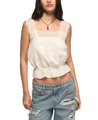 Women's Embroidered Square Neck Tank Top