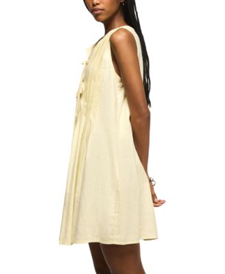 Women's Pleated Tie Neck Mini Dress