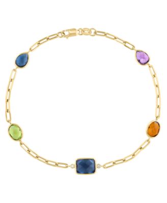 Diamond Accent and Multi Gemstone (6-1/3 ct. t.w.) Bracelet in 14k Yellow Gold