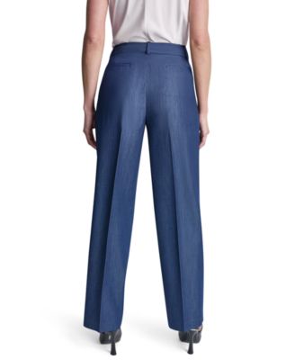 Petite Dressy Straight Fit Denim Trousers