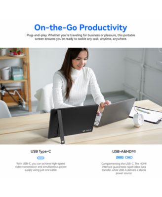 LTMATE 16" Portable 1920×1200P IPS Monitor, USB-C & HDMI, 0.3" Ultra-Slim, with Kickstand for Travel & Office