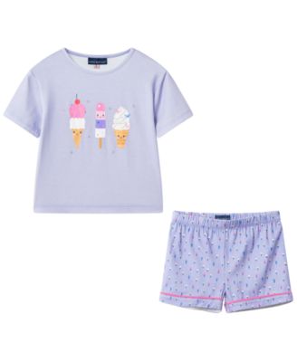 Girls' 2T-4T Short-Sleeve T-Shirt and Shorts Pajama Set