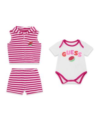 Baby Girls' Hooded Vest, Short-Sleeve Bodysuit, and Shorts, 3-Piece Set