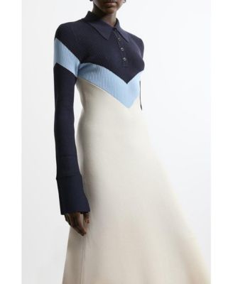 Women's Rib-Knit Polo Top Maxi Dress