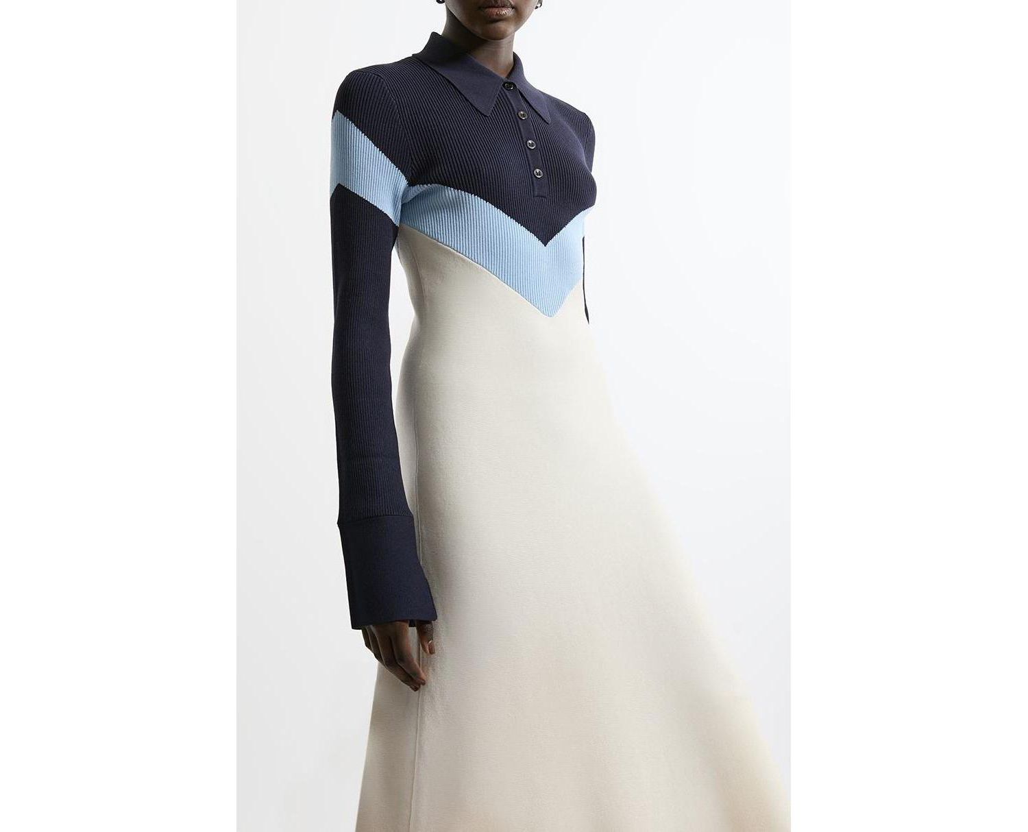 Women's Rib-Knit Polo Top Maxi Dress