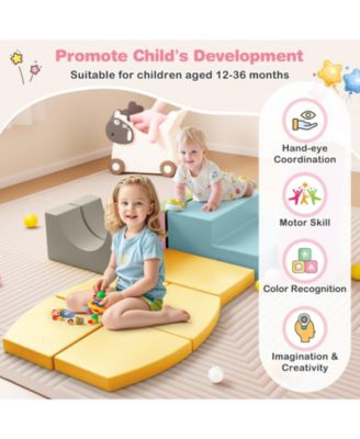 10-Piece Soft Foam Climbing Blocks for Toddlers, PU Leather Covers