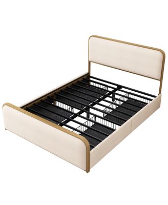 Modern Metal Bed Frame with 4 Storage Drawers