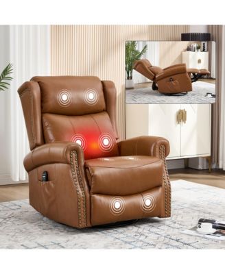 Manual Recliner Chair Heat Massage with Rocker and Swivel