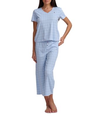 Women's 2-Piece Short-Sleeve T-Shirt & Wide-Leg Cropped Pants Pajama Set