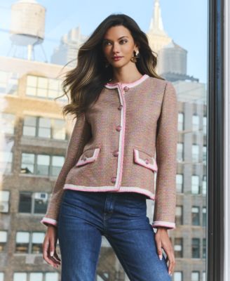 Women's Braided-Trim Crewneck Jacket