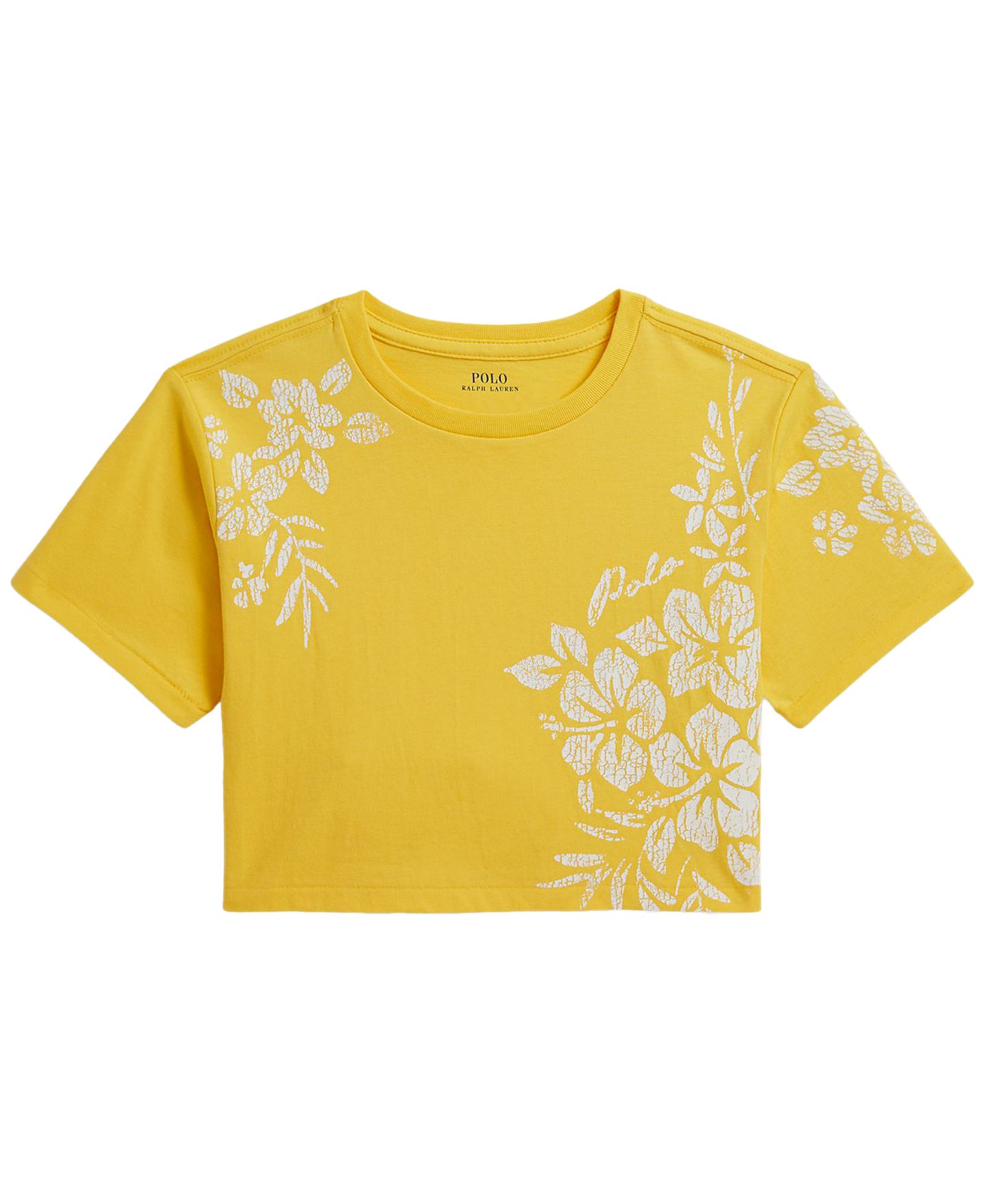 Футболка Polo Ralph Lauren Floral-Print Cotton Boxy T-Shirt для девочек, цвет: Жёлтый — фото 1