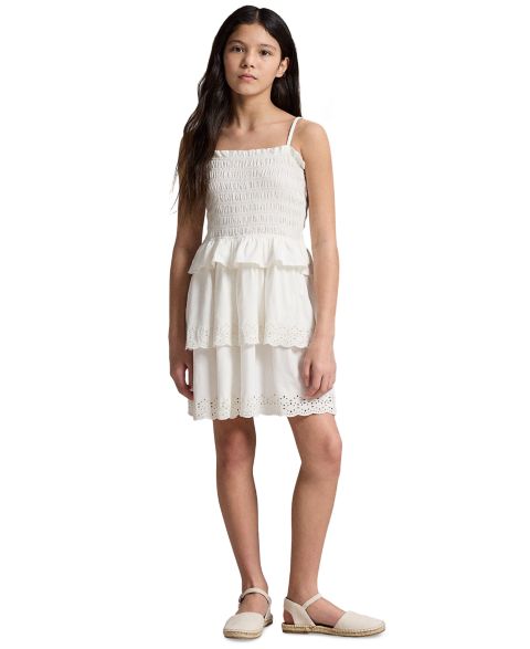 Платье Polo Ralph Lauren Smocked Cotton Jersey Dress для девочек, цвет: Белый