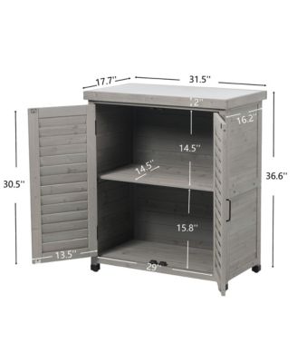 31.5x17x36" Potting Bench with Storage Cabinet and Metal Tabletop