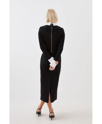 Women's Jersey Cotton Poplin Midi Collar Dress