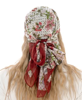 Satin Floral Polka Dot Square Scarf