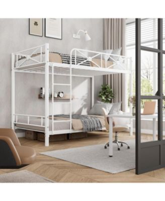 Metal Bunk Bed Twin Over Twin, Industrial Bunkbeds Heavy Duty Bed with Safety Guard Rails Space-Saving Design, Steel Bed for School, Bedroom