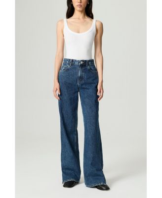 Women's Zip Accent Straight-Leg Denim Pants