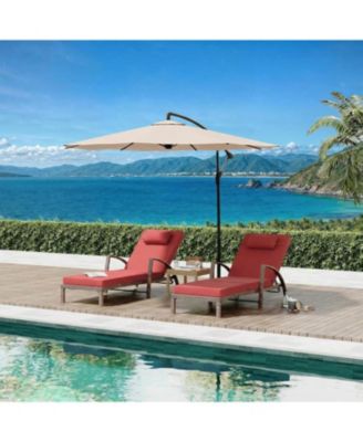 2-Piece Rattan Patio Folding Chaise Lounge, 5-Position Adjustable Backrest Outdoor Lounge Chair with Cushion and Pillow for Poolside, Backyard.