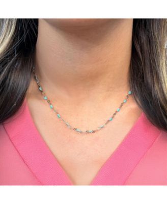  Enamel Heart Link Necklace Sterling Silver