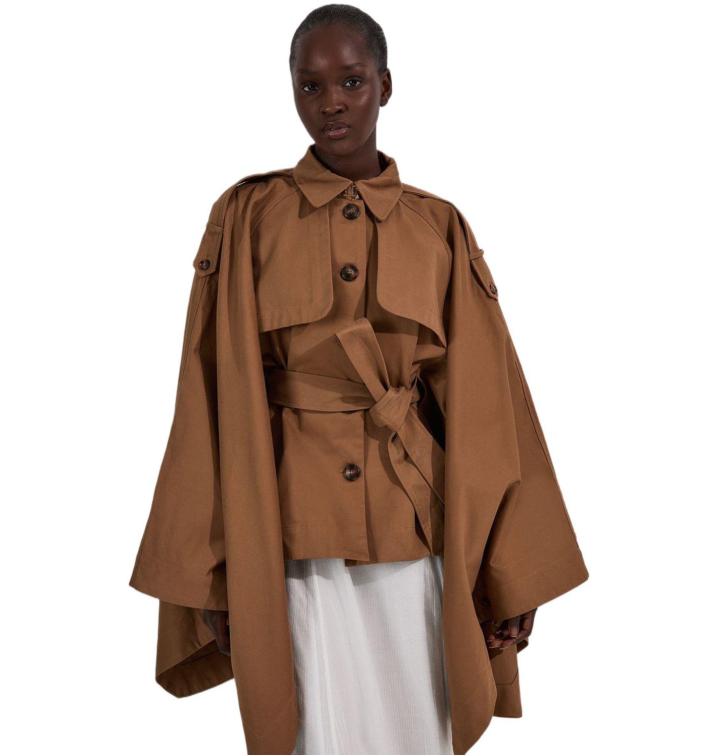 Женское пальто Karen Millen Cape Detail Trench, цвет: Верблюжий — фото 2