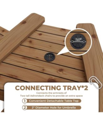 Outdoor Tall Adirondack Barstools with Connecting Tray, HDPE Patio High Back Chairs