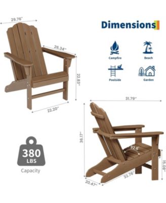 HDPE Adirondack Chair Set of 2, Wood Texture Patio Furniture