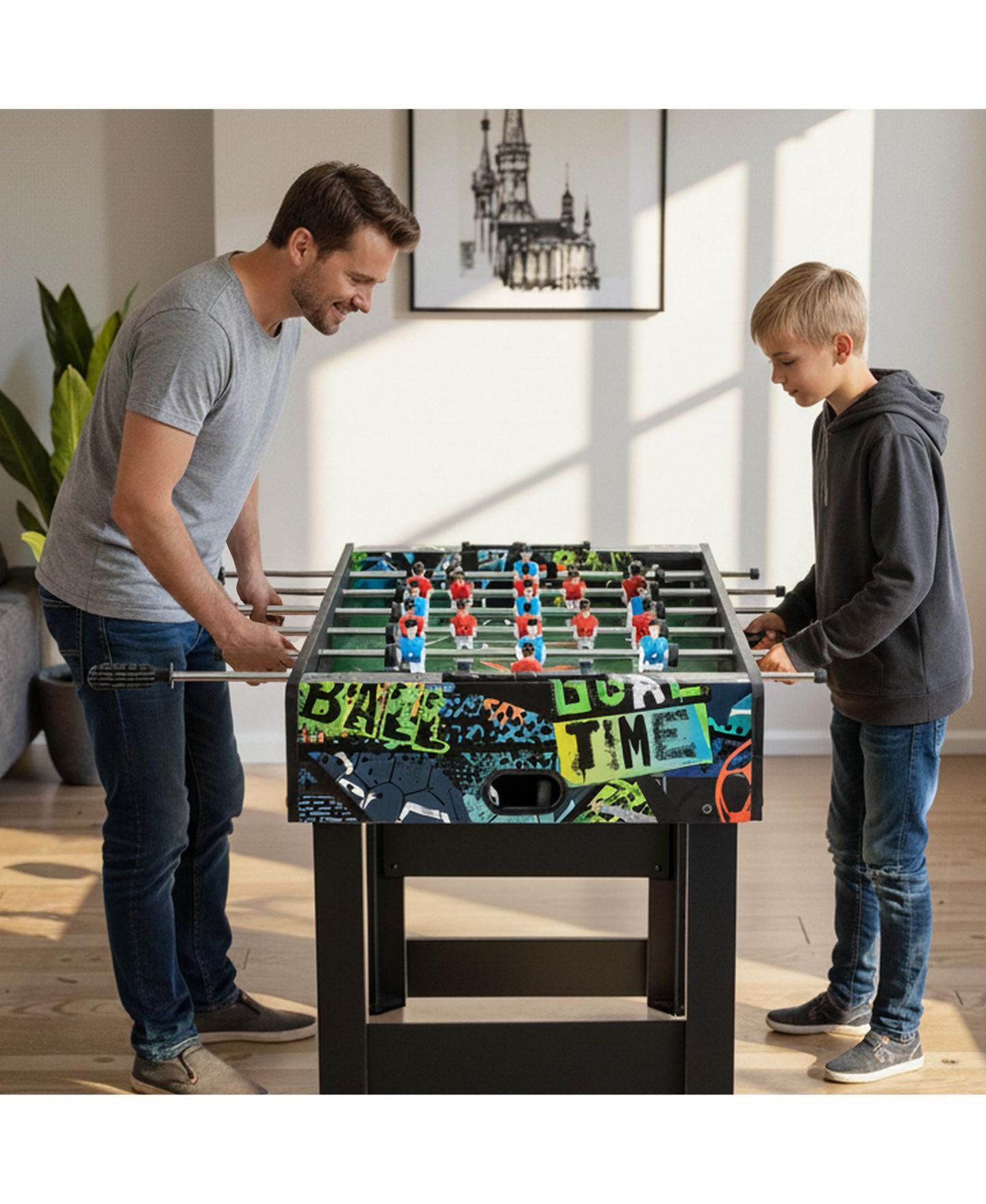 Детская игрушка Mecale Mini 2-in-1 Foosball Game Table with Detachable Legs, Ages 6+, цвет: Чёрный — фото 2