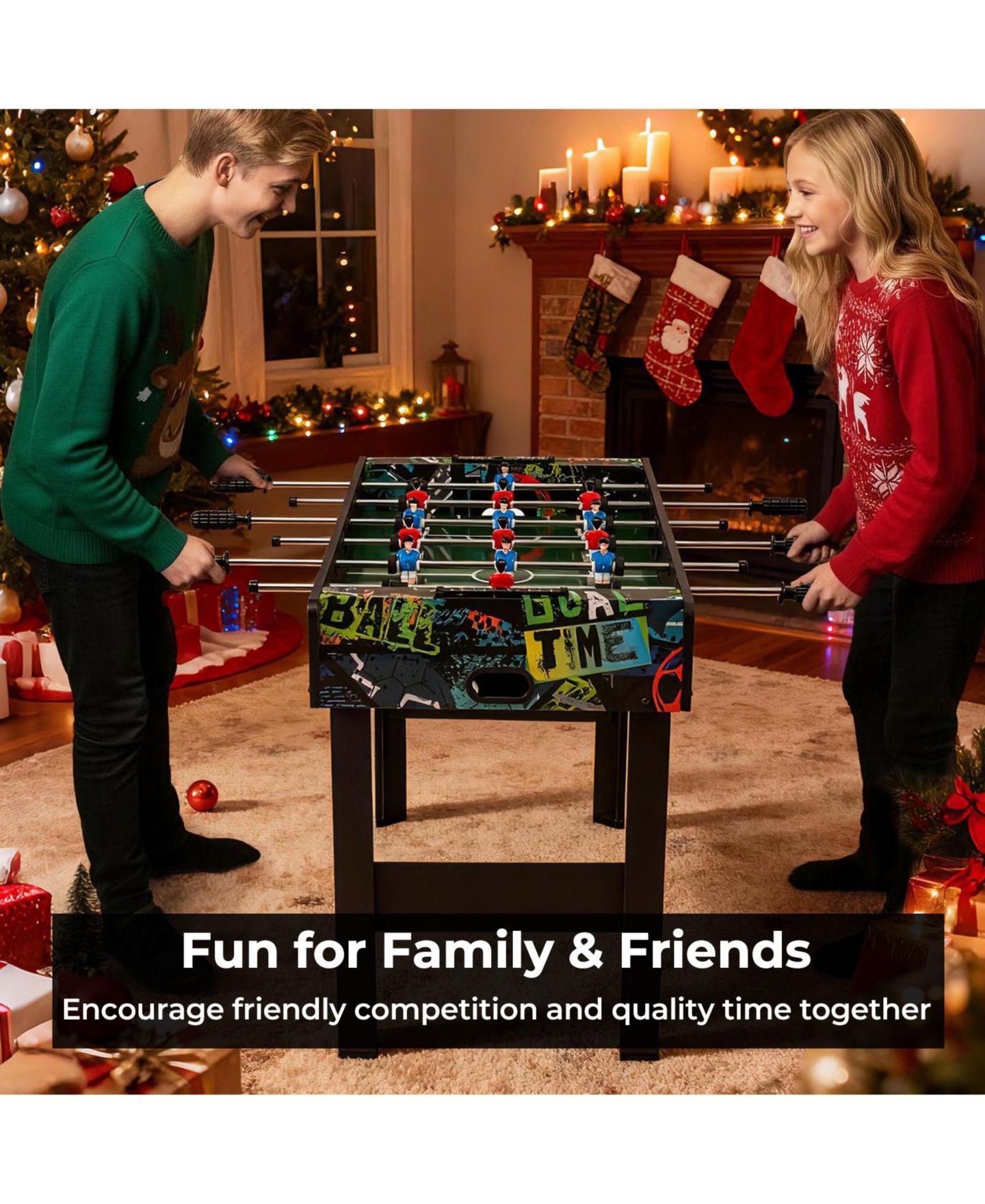 Детская игрушка Mecale Mini 2-in-1 Foosball Game Table with Detachable Legs, Ages 6+, цвет: Чёрный — фото 11